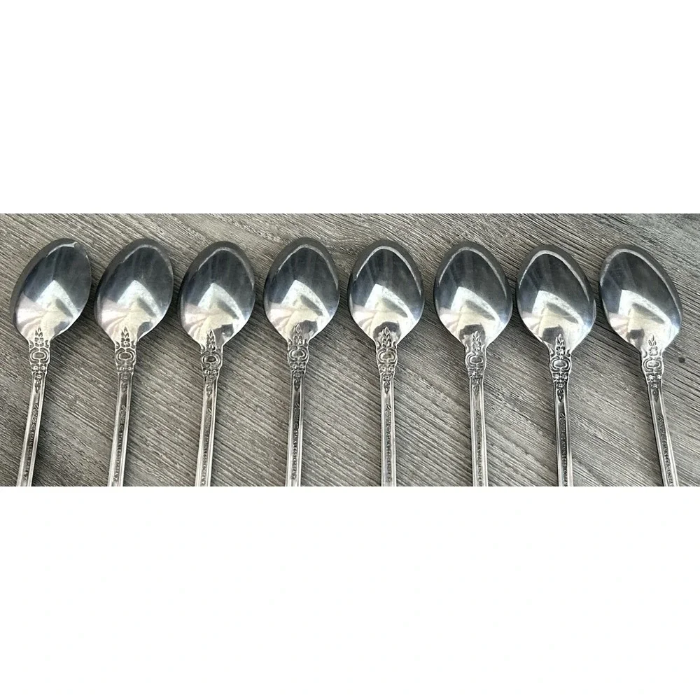 Stanley Roberts Rogers Teaspoons Stainless Valentine Set‎ Of 8 Pierced 6-1/8